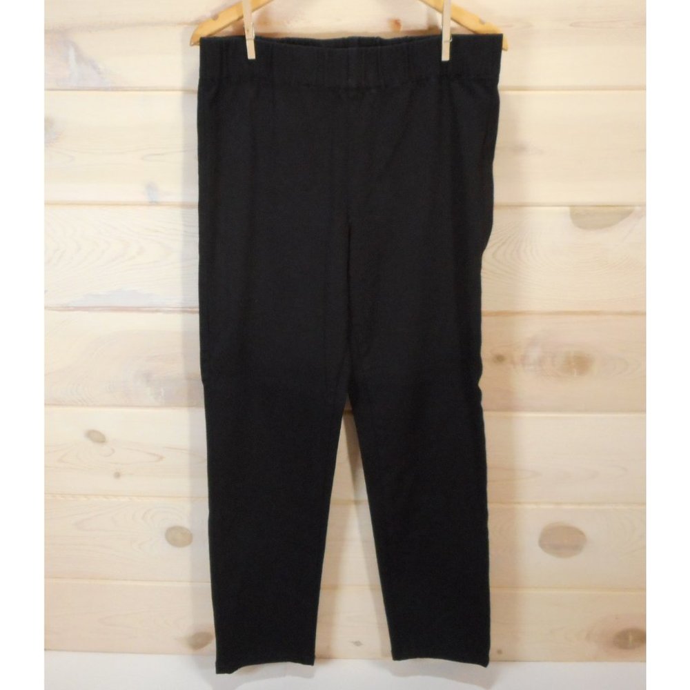 Soft Surroundings Women's Size L Pull On Elastic Waist Straight Leg Pants Black